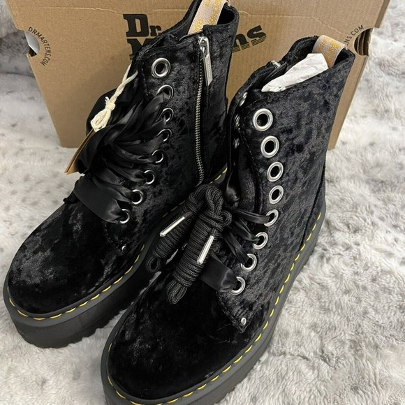Black Velvet Martens Jadon Max Velvet Combat Boot MSRP$320